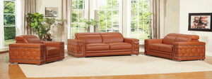 Homeroots Three Piece Indoor Camel Italian Leather Six Person Seating Set Camel  329584