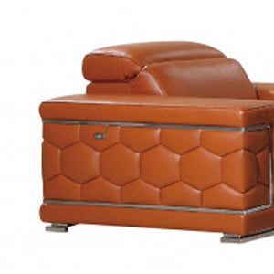 HomeRoots Three Piece Indoor Camel Leather Seating Set for Six - Luxurious Comfort & Modern Design 329584