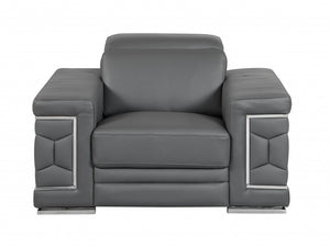 Homeroots Three Piece Indoor Dark Gray Italian Leather Six Person Seating Set Dark Grey  329588