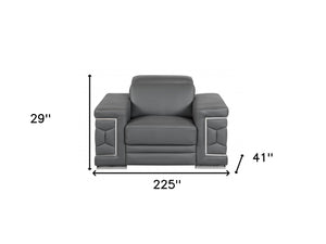 HomeRoots Three Piece Indoor Dark Gray Italian Leather Seating Set for Six – Timeless Comfort & Style 329588