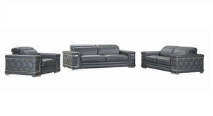 Homeroots Three Piece Indoor Dark Gray Italian Leather Six Person Seating Set Dark Grey  329588