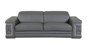 Homeroots 89" Dark Gray Italian Leather Sofa With Silver Legs Dark Grey  329589