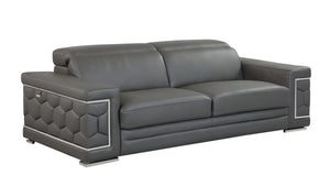 Homeroots 89" Dark Gray Italian Leather Sofa With Silver Legs Dark Grey  329589