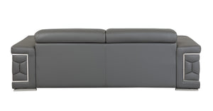 Homeroots 89" Dark Gray Italian Leather Sofa With Silver Legs Dark Grey  329589