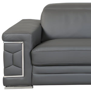 Homeroots 89" Dark Gray Italian Leather Sofa With Silver Legs Dark Grey  329589