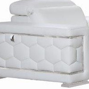 HomeRoots Three Piece Italian Leather Seating Set for Six - Luxurious White Sofa, Loveseat & Chair Combo 329592