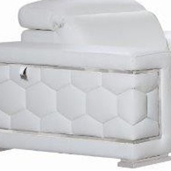 HomeRoots Three Piece Italian Leather Seating Set for Six - Luxurious White Sofa, Loveseat & Chair Combo 329592