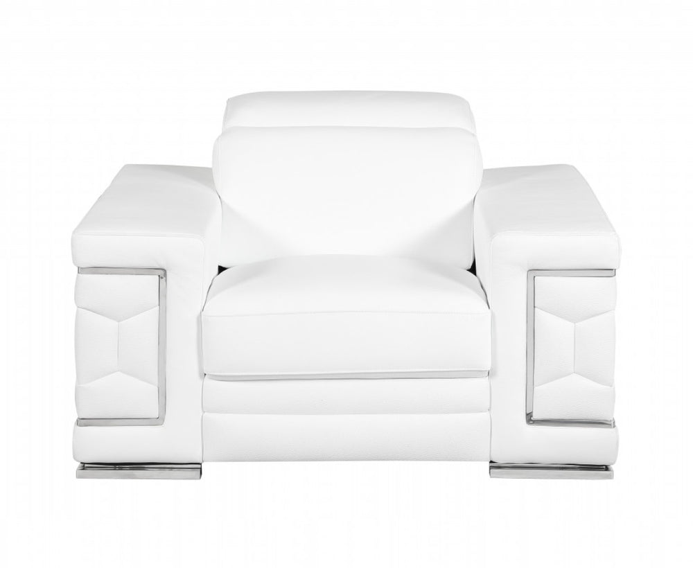 HomeRoots Three Piece Italian Leather Seating Set for Six - Luxurious White Sofa, Loveseat & Chair Combo 329592