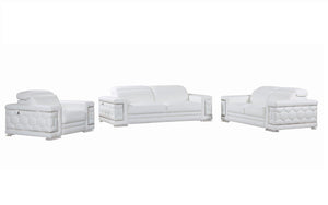 Homeroots Three Piece Indoor White Italian Leather Six Person Seating Set White  329592