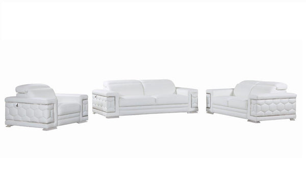 Homeroots Three Piece Indoor White Italian Leather Six Person Seating Set White  329592