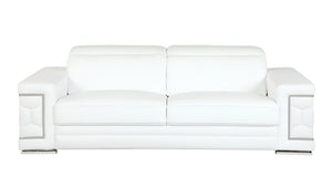 Homeroots 89" White Italian Leather Sofa With Silver Legs White  329593