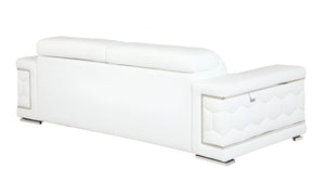 Homeroots 89" White Italian Leather Sofa With Silver Legs White  329593