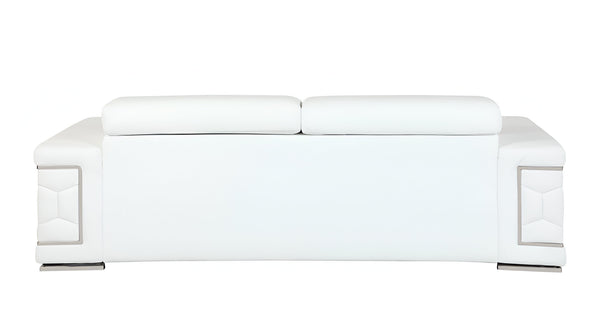 Homeroots 89" White Italian Leather Sofa With Silver Legs White  329593