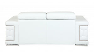 Homeroots 71" White Italian Leather Sofa With Silver Legs White  329594