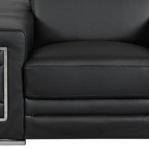 HomeRoots Three Piece Indoor Black Italian Leather Seating Set – Luxurious Comfort for Six, Modern Design! 329596