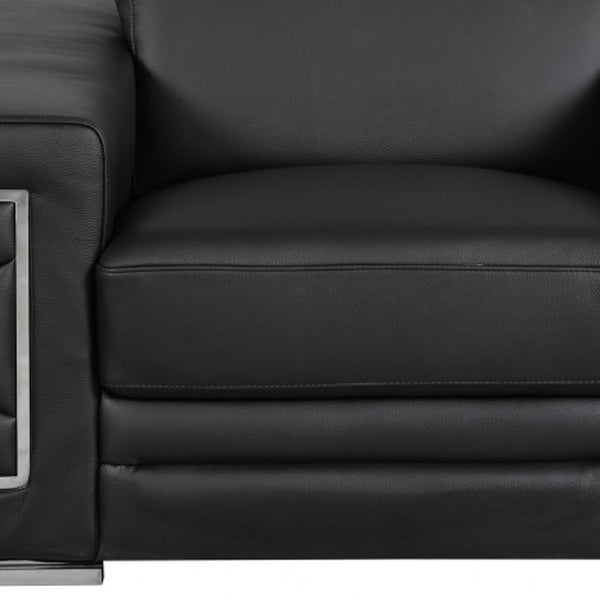 HomeRoots Three Piece Indoor Black Italian Leather Seating Set – Luxurious Comfort for Six, Modern Design! 329596