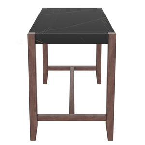 English Elm Counter 47.5-Inch Faux Marble Counter Height Table with Sturdy Rubber Wood Legs, Modern Dining Accent (96) Black N752P269652B