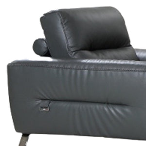 HomeRoots Three Piece Indoor Dark Gray Italian Leather Seating Set for Six - Timeless Elegance & Comfort 220" X 39" X 34" 329600