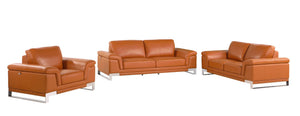 HomeRoots Three-Piece Italian Leather Camel Seating Set for 6 - Luxurious Comfort, Stylish Design & Durability 329608