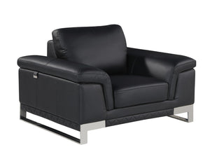 HomeRoots Three Piece Indoor Black Italian Leather Seating Set for Six - Luxurious Comfort & Style Redefined 329612