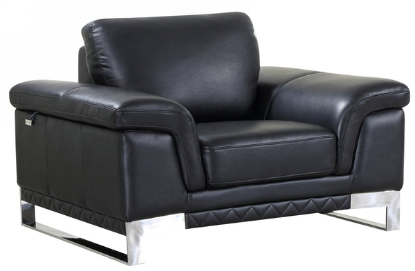 Homeroots 32" Black Lovely Leather Chair Black  329615