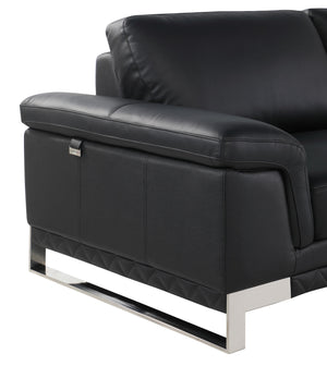Homeroots 32" Black Lovely Leather Chair Black  329615