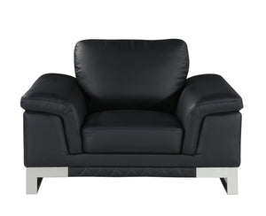 Homeroots 32" Black Lovely Leather Chair Black  329615