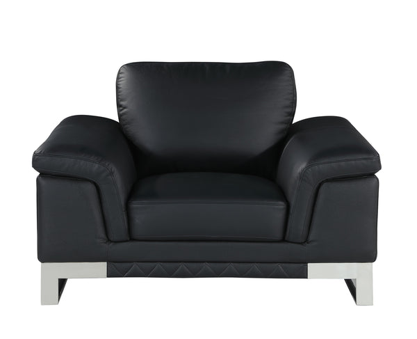 Homeroots 32" Black Lovely Leather Chair Black  329615
