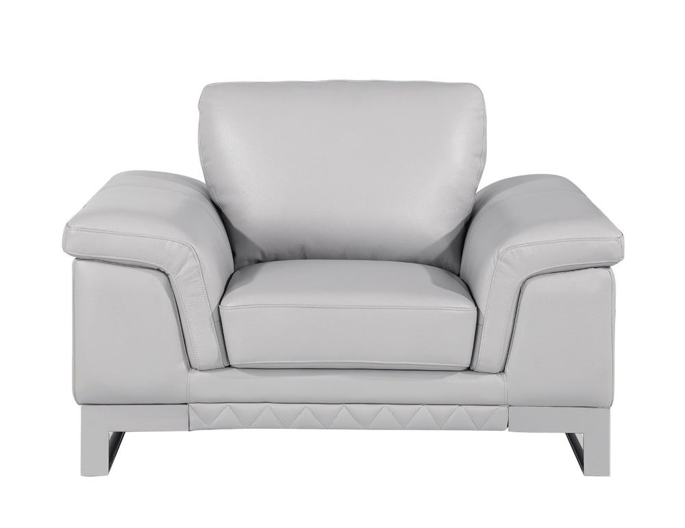 HomeRoots Three Piece Light Gray Italian Leather Seating Set for Six – Elegant Comfort & Modern Style! 329616