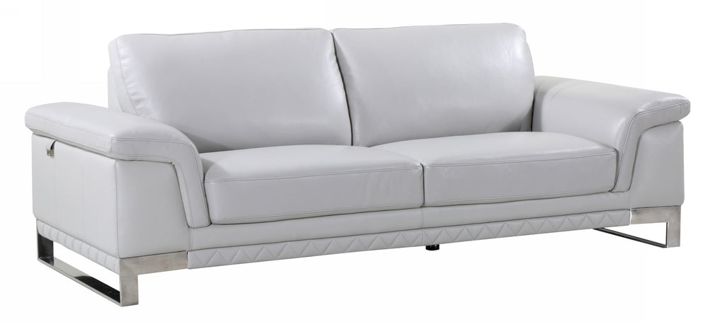 Homeroots 90" Light Gray Italian Leather Sofa With Silver Legs Light Grey  329617