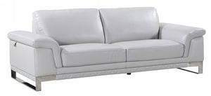 Homeroots 90" Light Gray Italian Leather Sofa With Silver Legs Light Grey  329617