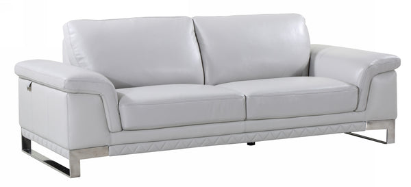Homeroots 90" Light Gray Italian Leather Sofa With Silver Legs Light Grey  329617