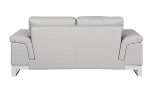 Homeroots 73" Light Gray And Silver Genuine Leather Loveseat Light Grey  329618