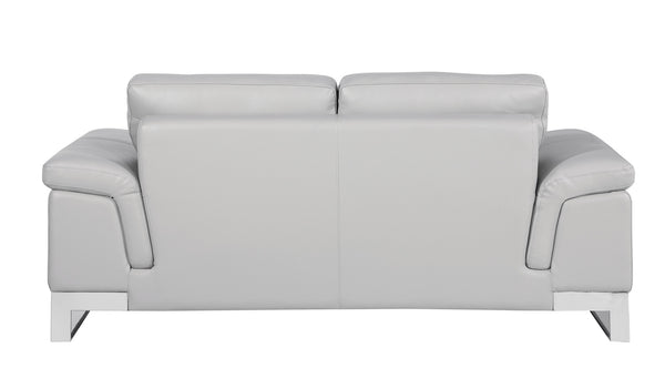 Homeroots 73" Light Gray And Silver Genuine Leather Loveseat Light Grey  329618