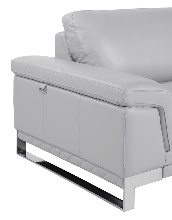 Homeroots 73" Light Gray And Silver Genuine Leather Loveseat Light Grey  329618