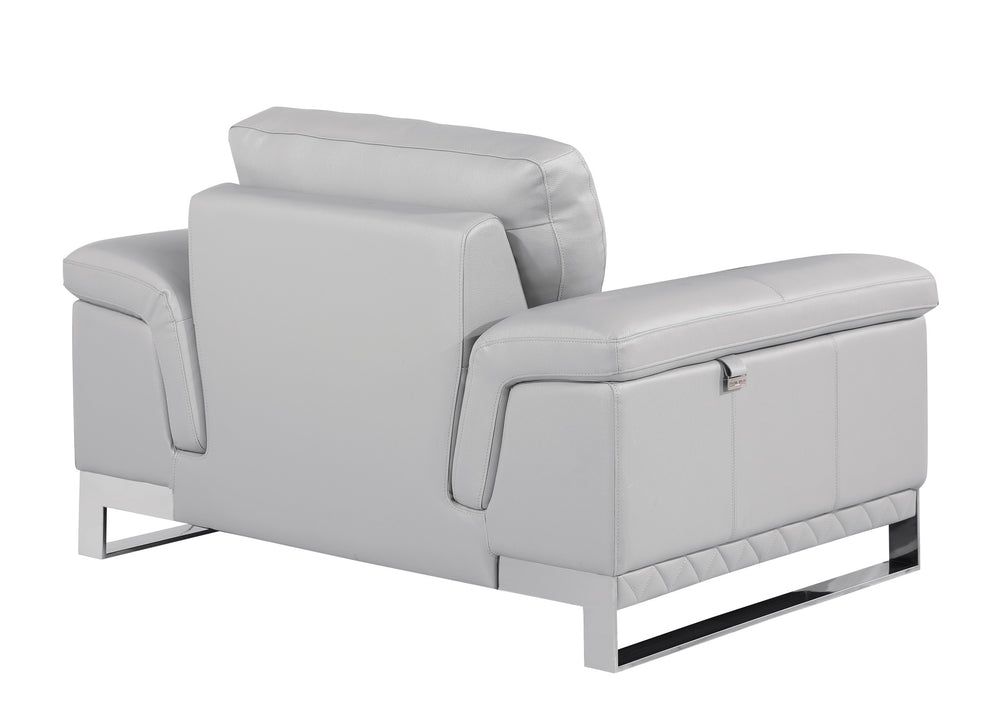 Homeroots 32" Grey Lovely Light Leather Chair Light Grey  329619