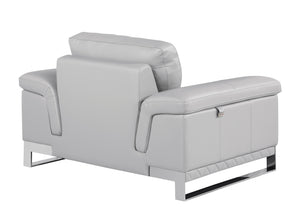 Homeroots 32" Grey Lovely Light Leather Chair Light Grey  329619