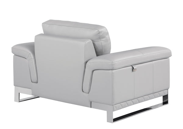 Homeroots 32" Grey Lovely Light Leather Chair Light Grey  329619