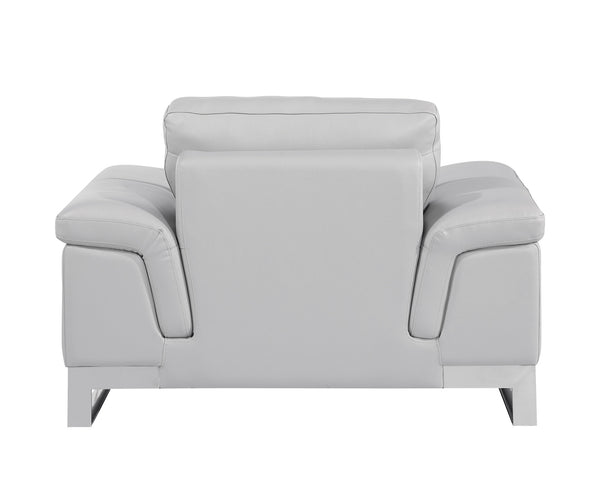 Homeroots 32" Grey Lovely Light Leather Chair Light Grey  329619