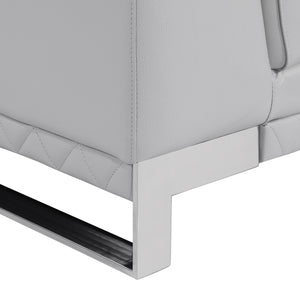 Homeroots 32" Grey Lovely Light Leather Chair Light Grey  329619