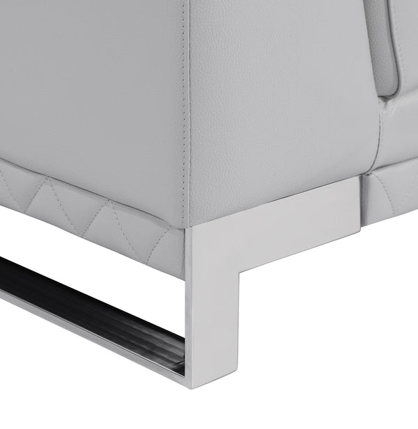 Homeroots 32" Grey Lovely Light Leather Chair Light Grey  329619