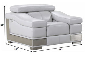 Homeroots Three Piece Indoor Light Gray Italian Leather Six Person Seating Set Light Grey  329620