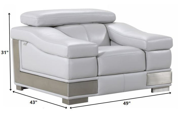 Homeroots Three Piece Indoor Light Gray Italian Leather Six Person Seating Set Light Grey  329620