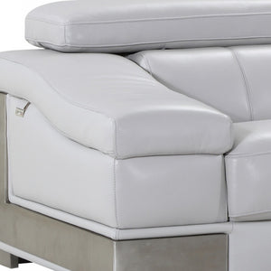 Homeroots 92" Light Gray Italian Leather Sofa With Silver Legs Light Grey  329621