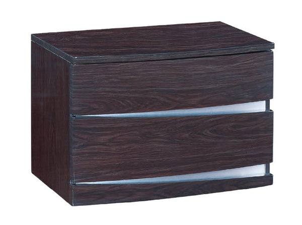 Homeroots 17" Dark Brown Two Drawers Manufactured Wood Mirrored Nightstand Wenge  329624