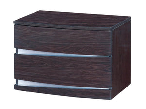 Homeroots 17" Dark Brown Two Drawers Manufactured Wood Mirrored Nightstand Wenge  329624