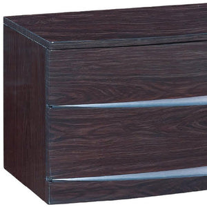 Homeroots 17" Dark Brown Two Drawers Manufactured Wood Mirrored Nightstand Wenge  329624