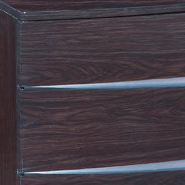 Homeroots 17" Dark Brown Two Drawers Manufactured Wood Mirrored Nightstand Wenge  329624