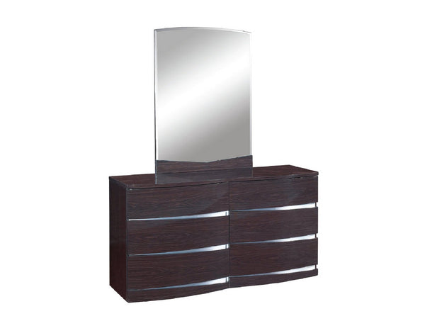 Homeroots 32" Exquisite Wenge High Gloss Dresser Wenge Solid Wood 329626