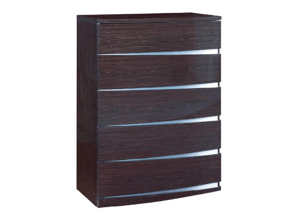 Homeroots 32" Exquisite Wenge High Gloss Chest Wenge  329628